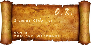 Oravan Klára névjegykártya